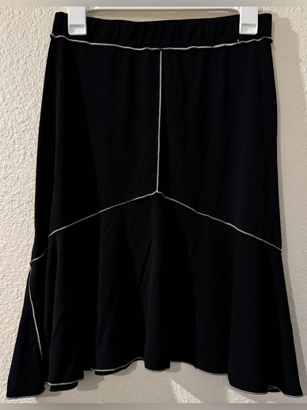 Black Circle Skirt with Contrast Topstitching